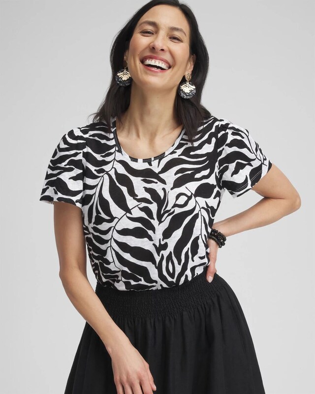 Leaves Linen Flutter Sleeve Tee - image 1